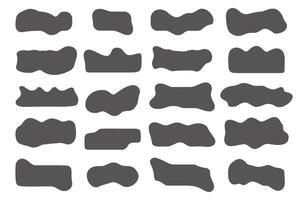 Abstract liquid shapes. Organic flat blobs. Irregular fluid bubbles. Random wavy oval spots and curvy elements. Amoeba rectangle box set. vector