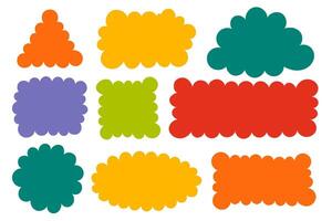 Scallop edge frames. Shapes with lace border. Cute hand drawn doodle boxes with frill. Decorative tags set vector