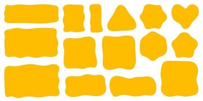 Abstract liquid shapes. Organic flat blobs. Irregular fluid bubbles. Random wavy spots and curvy elements. Amoeba rectangle box set. vector