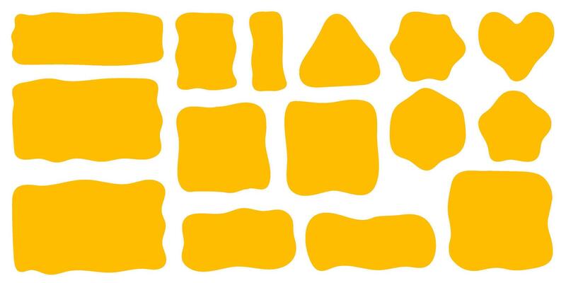 Abstract liquid shapes. Organic flat blobs. Irregular fluid bubbles. Random wavy spots and curvy elements. Amoeba rectangle box set.