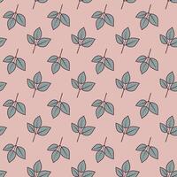 Hand drawn floral pattern design. Simple ornament with plant and leaf. vector
