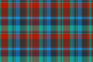 France textile tartan fabric, selection plaid check. Bandana seamless texture pattern background in cyan and red colors. vector