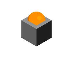 Cube logo, geometric design. Box logotype company, trendy tech emblem in pixel style. vector