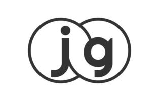JG business company emblem with outline rounds and letters j g. Logo template of two merged circles for brand identity, logotype. Infinity symbol vector