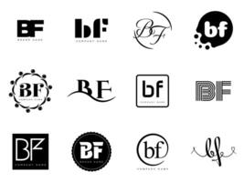BF logo company template. Letter b and f logotype. Set different classic serif lettering and modern bold text with design elements. Initial font typography. vector