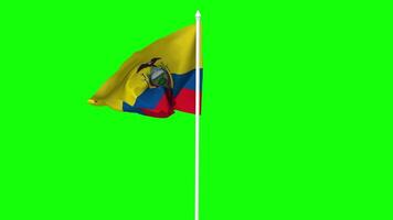 Ecuador Flag Waving in Wind with Pole, 3D Rendering, Chroma Key, Luma Matte Black and White Selection of Flag video