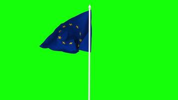 European Union, EU Flag Waving in Wind with Pole, 3D Rendering, Chroma Key, Luma Matte Black and White Selection of Flag video