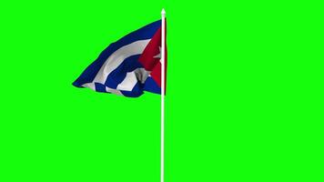 Cuba Flag Waving in Wind with Pole, 3D Rendering, Chroma Key, Luma Matte Black and White Selection of Flag video
