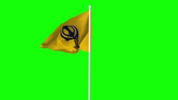 Khalistan Flag Waving in Wind with Pole, 3D Rendering, Chroma Key, Luma Matte Black and White Selection of Flag video