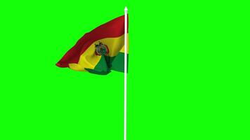Bolivia Flag Waving in Wind with Pole, 3D Rendering, Chroma Key, Luma Matte Black and White Selection of Flag video