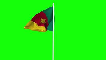 Cameroon Flag Waving in Wind with Pole, 3D Rendering, Chroma Key, Luma Matte Black and White Selection of Flag video