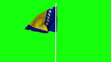 Bósnia e herzegovina bandeira acenando dentro vento com pólo, 3d Renderização, croma chave, luma fosco Preto e branco seleção do bandeira video