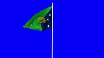 Territory of Christmas Island Flag Waving in Wind with Pole, 3D Rendering, Chroma Key, Luma Matte Black and White Selection of Flag video