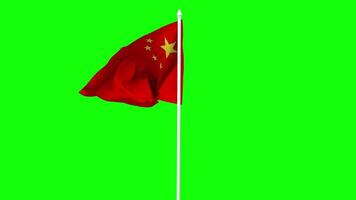 China Flag Waving in Wind with Pole, 3D Rendering, Chroma Key, Luma Matte Black and White Selection of Flag video