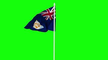 anguila bandeira acenando dentro vento com pólo, 3d Renderização, croma chave, luma fosco Preto e branco seleção do bandeira video