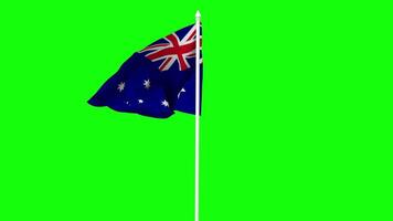 Australia Flag Waving in Wind with Pole, 3D Rendering, Chroma Key, Luma Matte Black and White Selection of Flag video