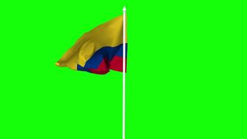 Colombia Flag Waving in Wind with Pole, 3D Rendering, Chroma Key, Luma Matte Black and White Selection of Flag video