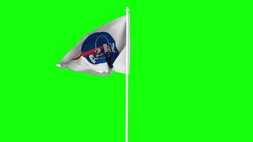 National Aeronautics and Space Administration, NASA Flag Waving in Wind with Pole, 3D Rendering, Chroma Key, Luma Matte Black and White Selection of Flag video