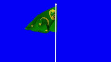 Territory of Cocos Islands, Keeling Islands Flag Waving in Wind with Pole, 3D Rendering, Chroma Key, Luma Matte Black and White Selection of Flag video