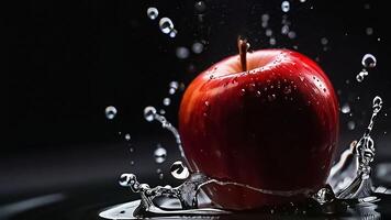 Creative fruits composition. Beautiful red whole apple , beautiful shiny red apple background, A delicious fresh and crisp red apple photo