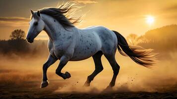 Majestic horse posing for the camera, good for multimedia content photo