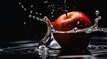 Creative fruits composition. Beautiful red whole apple , beautiful shiny red apple background, A delicious fresh and crisp red apple photo