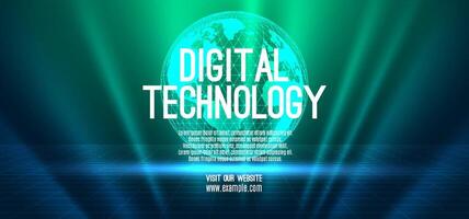 Digital technology speed connect blue green background, cyber nano information, abstract communication, innovation future tech data, internet global network connection, Ai big data, illustration 3d vector