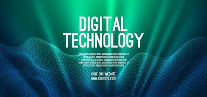 Digital technology speed connect blue green background, cyber nano information, abstract communication, innovation future tech data, internet global network connection, Ai big data, illustration 3d vector