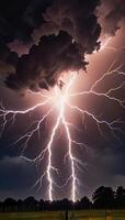 Lightning thunderstorm flash over the dark sky, Concept on topic weather, cataclysms, hurricane, Typhoon, tornado, storm multimedia content photo
