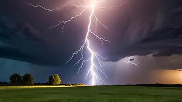 Lightning thunderstorm flash over the dark sky, Concept on topic weather, cataclysms, hurricane, Typhoon, tornado, storm multimedia content photo