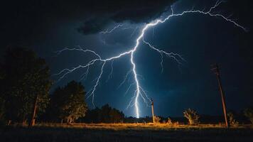 Lightning thunderstorm flash over the dark sky, Concept on topic weather, cataclysms, hurricane, Typhoon, tornado, storm multimedia content photo