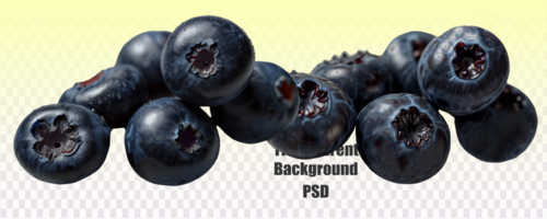 A group of blueberries placed on a clear background, suitable for food or naturerelated themes, showcasing their vibrant color and shape psd