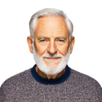 A distinguished elderly man with a neatly trimmed white beard a twinkle in his eye png
