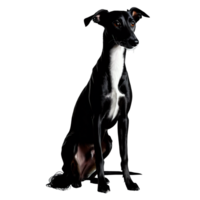Silhouette of Longhaired Whippet Dog isolated on transparent background png