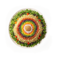 Quinoa salad mandala a nutritious arrangement of quinoa salad with vegetables and dressing tossing in png