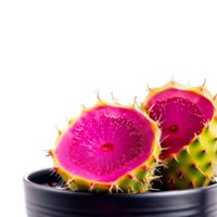 Refreshing cactus pear juice in a rocks glass a split cactus pear with its seedy png