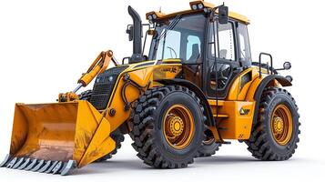 Land vehicle backhoe loader isolated with solid background or no background image photo