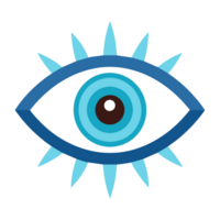 A eye is set within a geometric design, featuring shades of blue and purple png