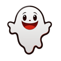 red and white graphic with a cute happy ghost for Halloween png