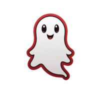 red and white graphic with a cute happy ghost for Halloween png