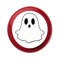 red and white graphic with a cute happy ghost for Halloween png