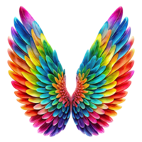 A pair of multicolored wings is depicted displaying a gradient of hues from blue and green to red and yellow png
