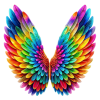 A pair of multicolored wings is depicted displaying a gradient of hues from blue and green to red and yellow png