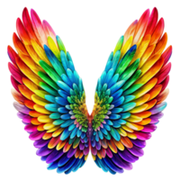 A pair of multicolored wings is depicted displaying a gradient of hues from blue and green to red and yellow png