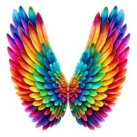 A pair of multicolored wings is depicted displaying a gradient of hues from blue and green to red and yellow png