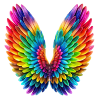 A pair of multicolored wings is depicted displaying a gradient of hues from blue and green to red and yellow png