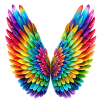 A pair of multicolored wings is depicted displaying a gradient of hues from blue and green to red and yellow png
