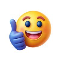 3D smiling emoji with thumbs up on transparent background png