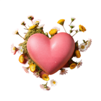 Pink heart with flowers on transparent background symbolizing love and affection png
