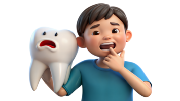 Cartoon person experiencing tooth pain showing dental issue on transparent background png